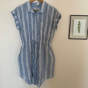 Blue and White Striped Shirtdress